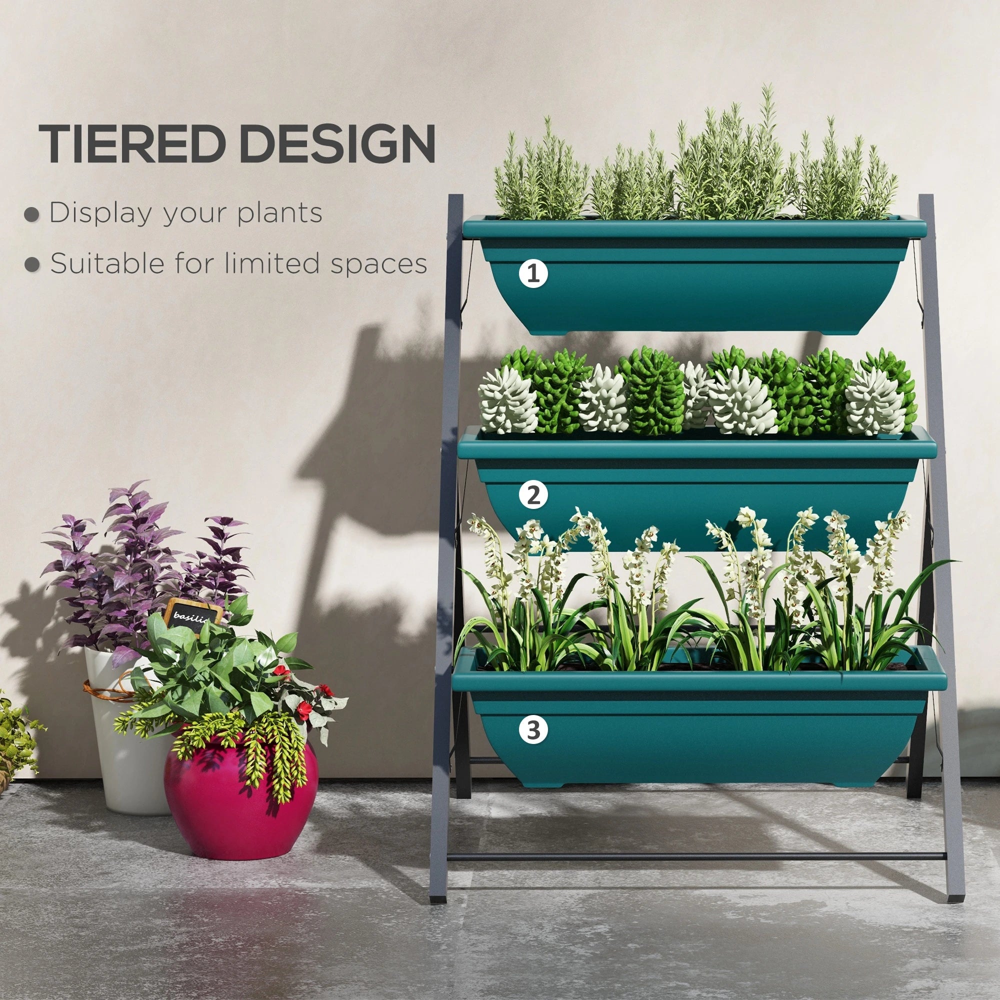 3-Tier Vertical Garden Planter, Outdoor Plant Stand for Vegetables Flowers Plant Stands at Gallery Canada