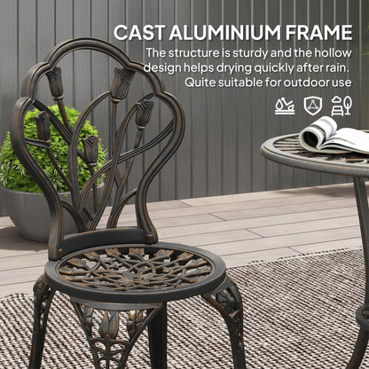 3PCs Patio Bistro Set, Cast Aluminum Table and Chairs, Bronze Bistro Sets at Gallery Canada