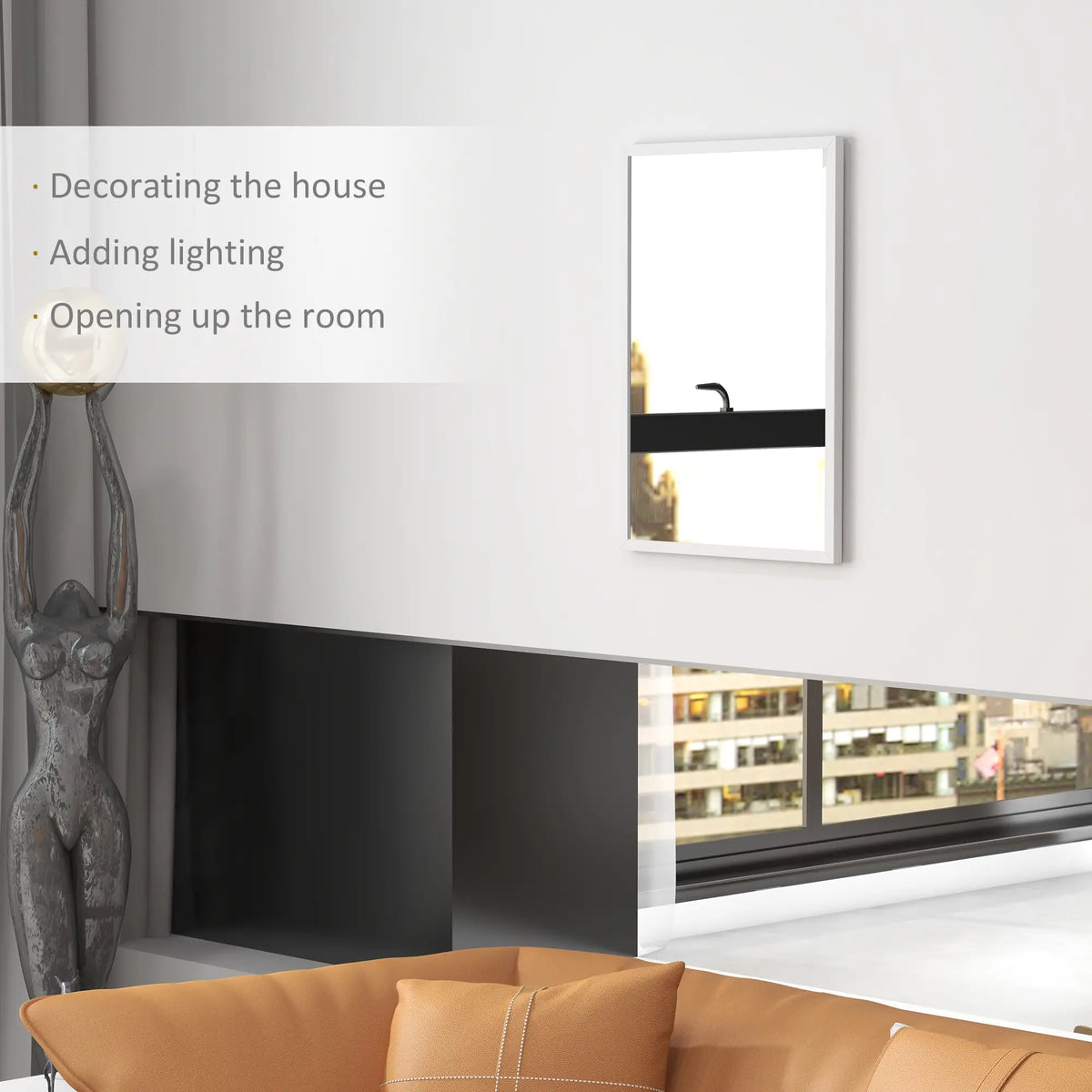 20" x 28" White Bathroom Mirror, Rectangular Wall Mirror for Living Room, White Wall Mirrors at Gallery Canada