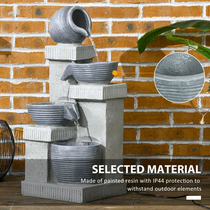 4-Tier Outdoor Jar Water Fountain, LED Lights, Adjustable Flow, 26.4-inch Water Fountains at Gallery Canada