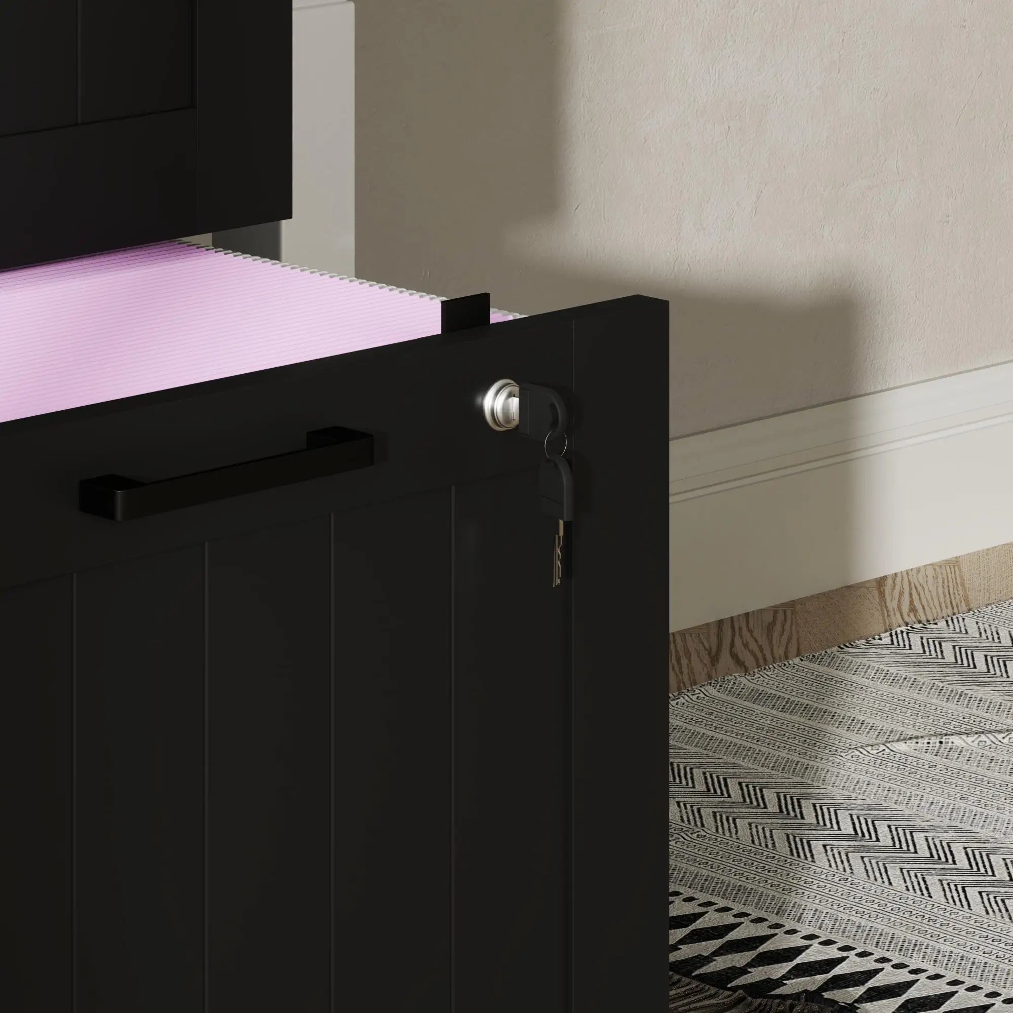 3 Drawer Filing Cabinet with Lock, Adjustable Hanging Bars, Black Office Cabinets & Cupboards at Gallery Canada