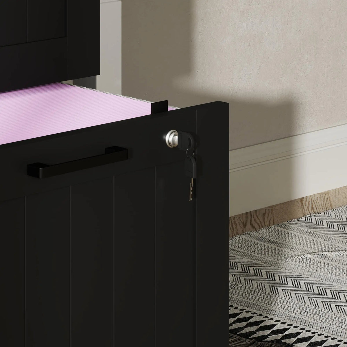 3 Drawer Filing Cabinet with Lock, Adjustable Hanging Bars, Black Office Cabinets & Cupboards at Gallery Canada