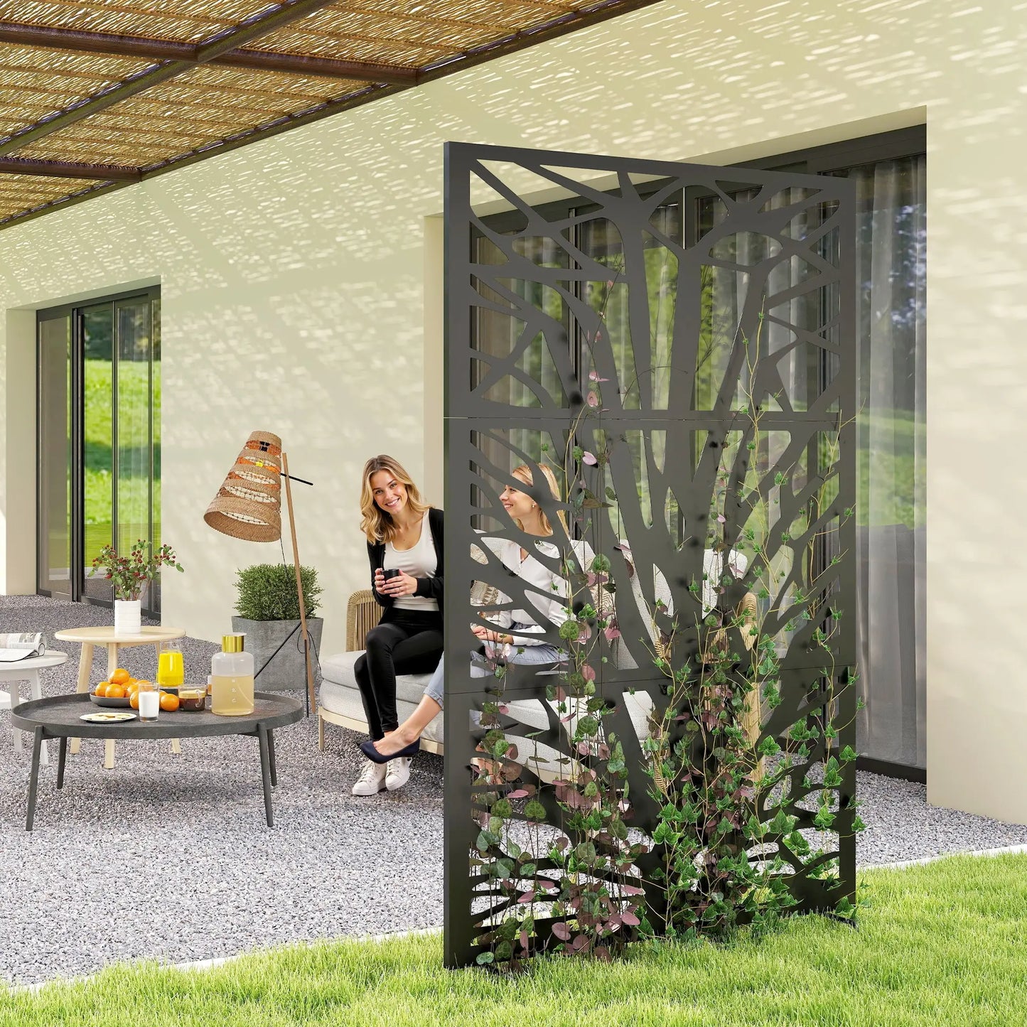 Metal Outdoor Privacy Screen, 72"x38", Black Side Awnings at Gallery Canada