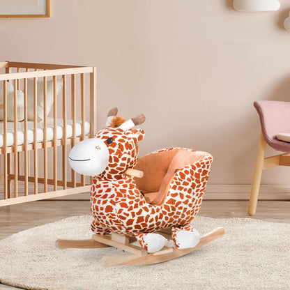 Wooden Plush Rocking Horse Chair, Toddler Size, Giraffe Theme Rocking Horses at Gallery Canada