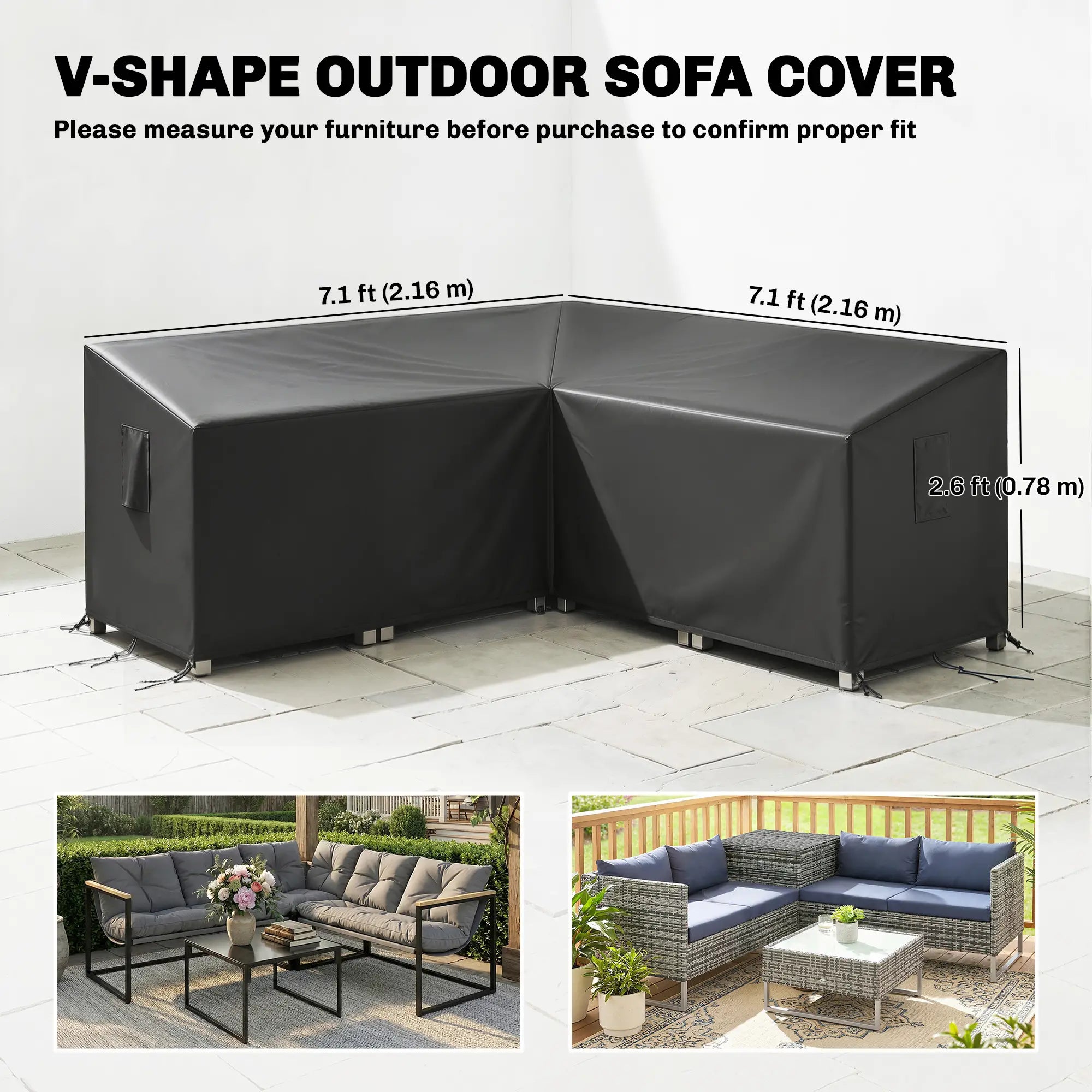 V-Shaped Patio Furniture Cover, Waterproof, 85