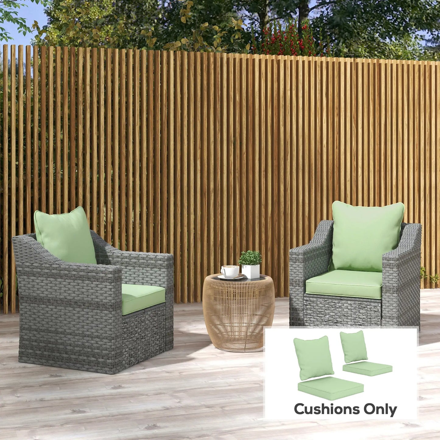 Seat Cushion Back Pillows, Set of 2, Indoor Outdoor, Green Patio Chair Cushions at Gallery Canada
