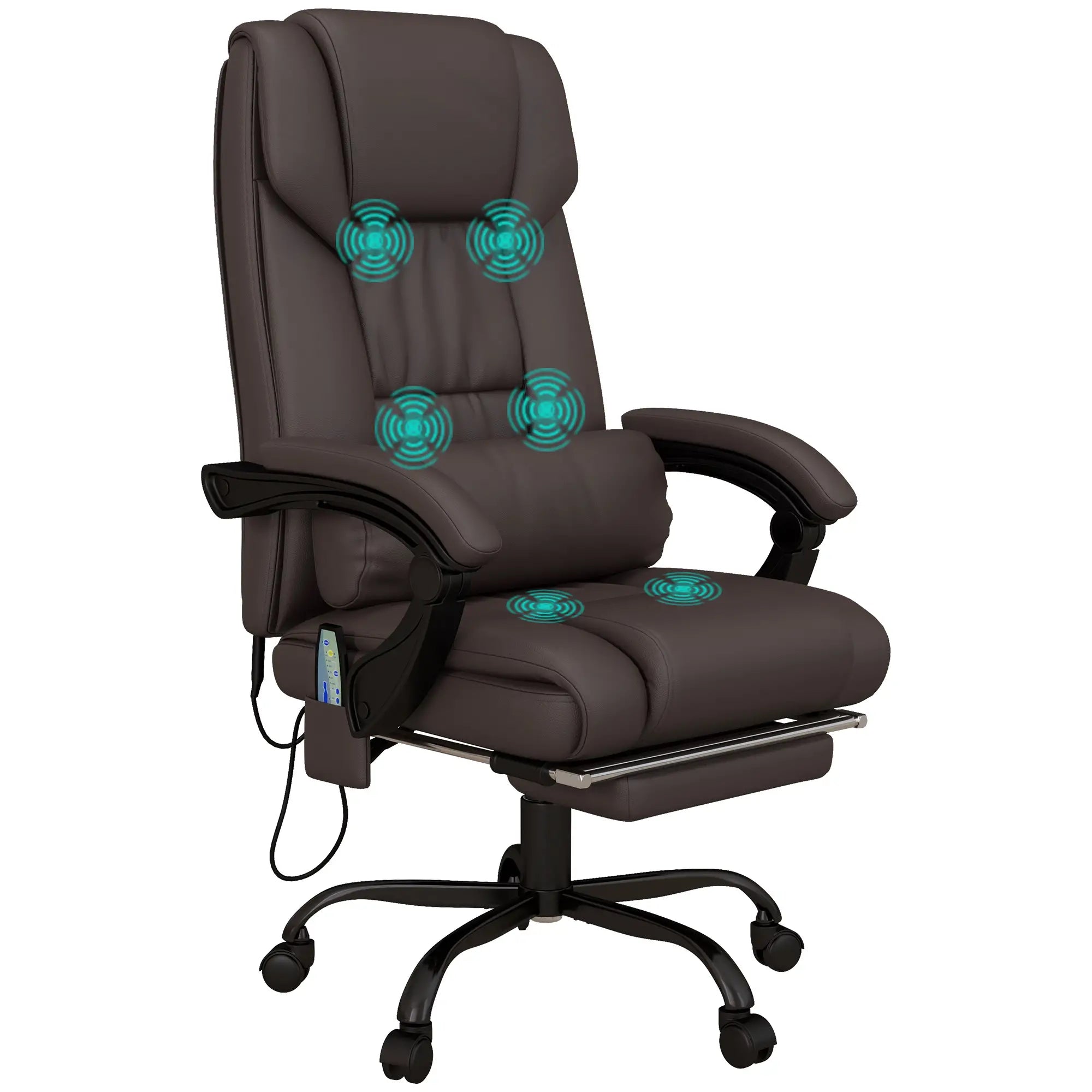 6-Point Vibration Massage Chair, Height Adjustable, Reclining, Brown Executive & Manager Chairs at Gallery Canada