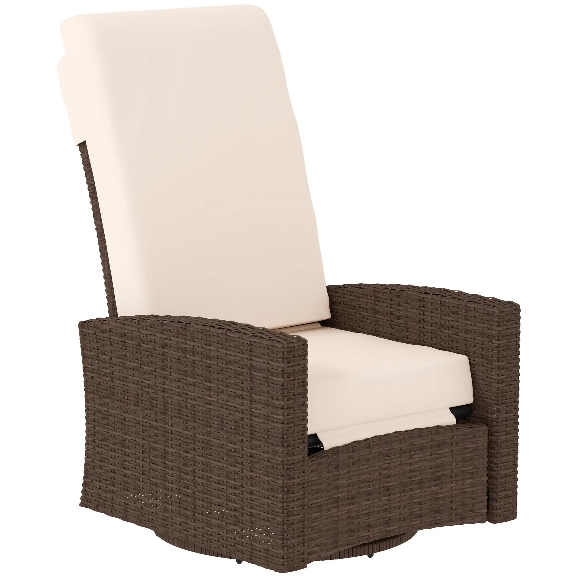 Outdoor Rattan Lounge Chair with Footrest, Soft Cushion, Cream White Patio Chairs Dark Grey Rattan, Cream White Cushion at Gallery Canada