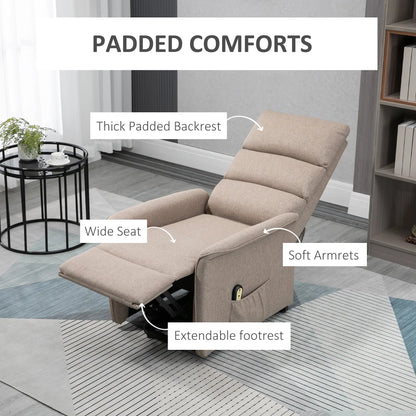 Power Lift Chair Recliner with Remote, Side Pockets, Brown