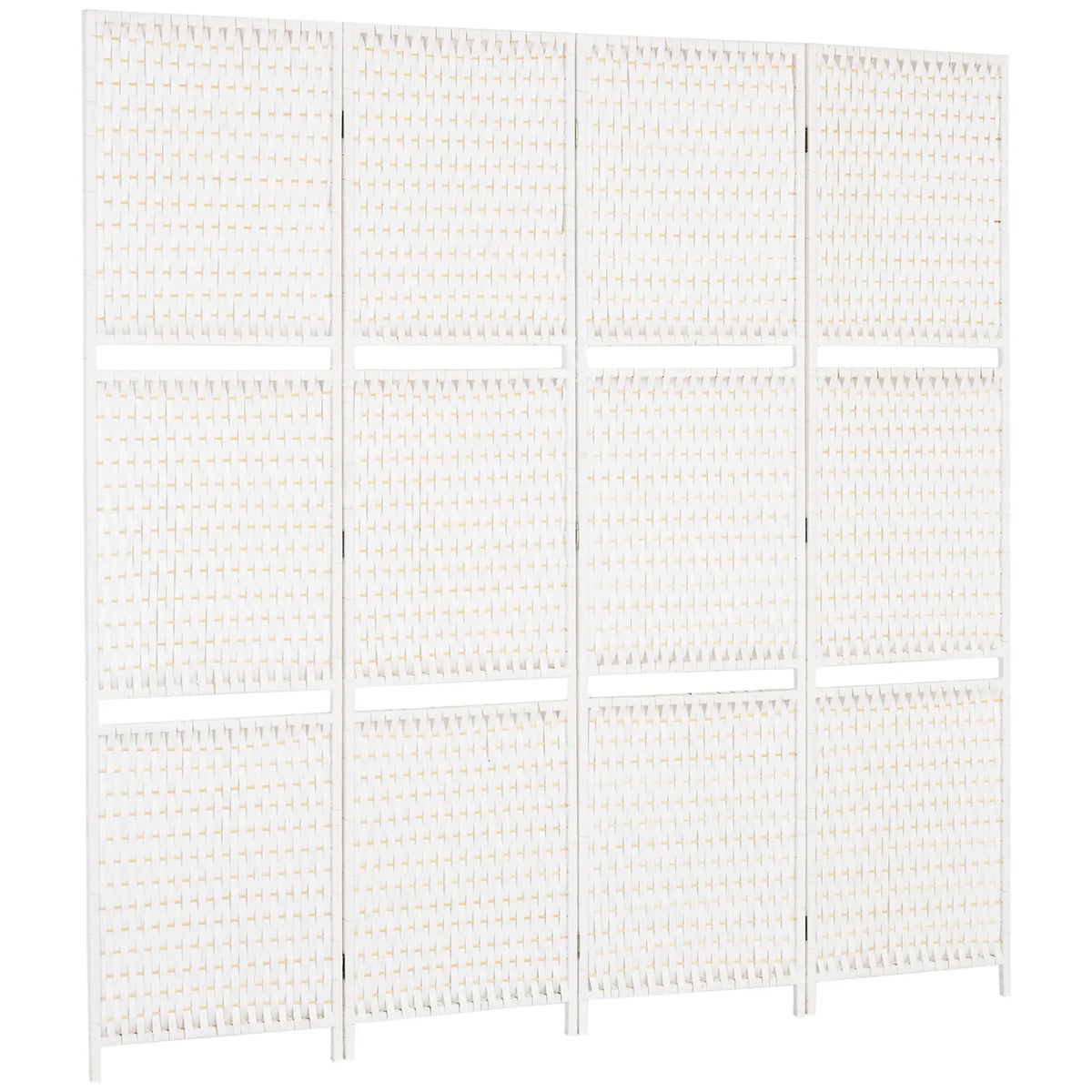 4 Panel Room Divider With Shelves, 6 FT Privacy Screen, White Room Dividers White at Gallery Canada