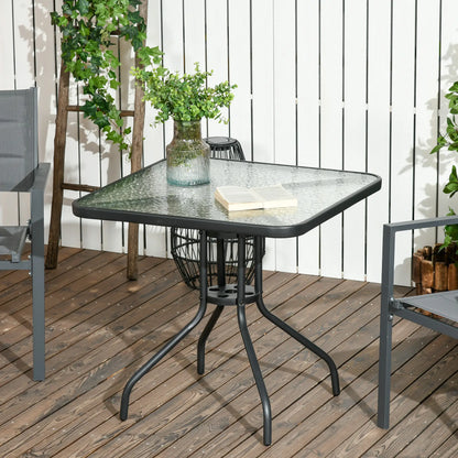 Square Patio Dining Table, Tempered Glass Top, Umbrella Hole, Black Patio Dinning Tables at Gallery Canada