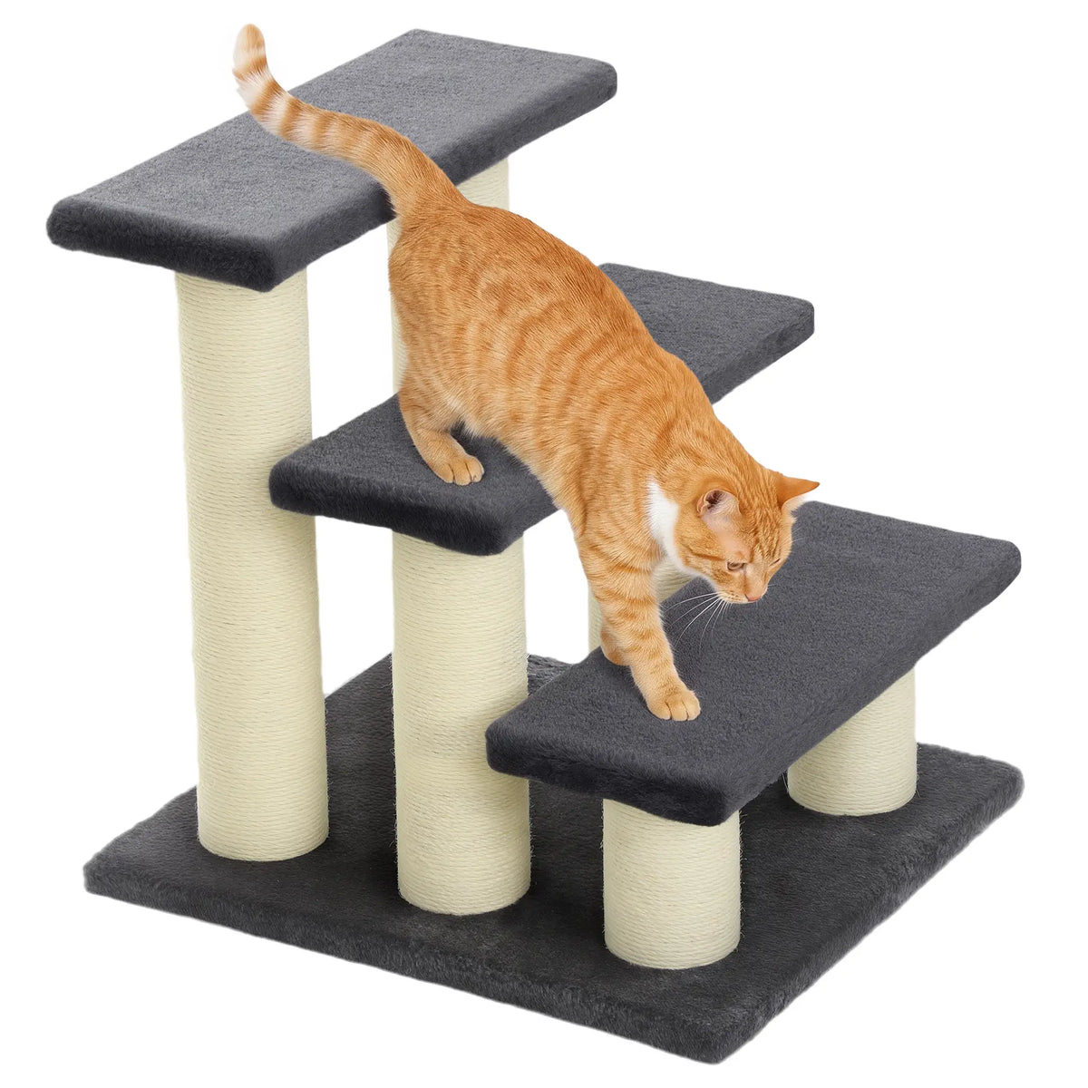 Cat Trees 3 Tier Pet Stairs, Dog Cat Steps Scratching Post, Dark Grey Dog Stairs at Gallery Canada