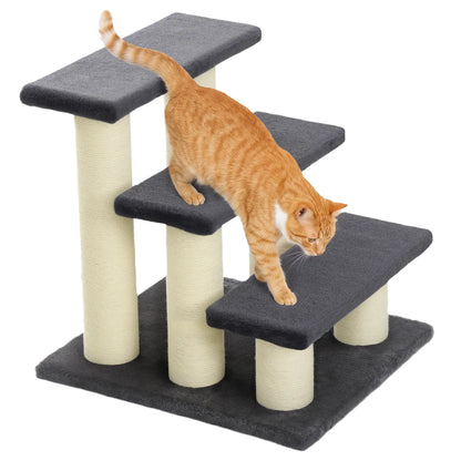 Cat Trees 3 Tier Pet Stairs, Dog Cat Steps Scratching Post, Dark Grey Dog Stairs at Gallery Canada