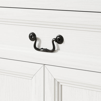 Farmhouse Sideboard with Charging Station, 58 Inch Buffet Cabinet, White Storage Cabinets at Gallery Canada