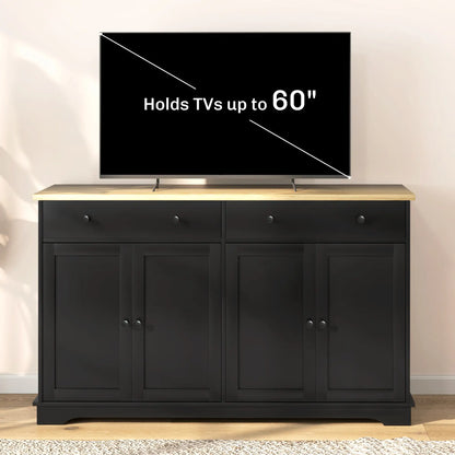 Modern Sideboard, Buffet Cabinet with Drawers, Adjustable Shelves, Black Storage Cabinets at Gallery Canada