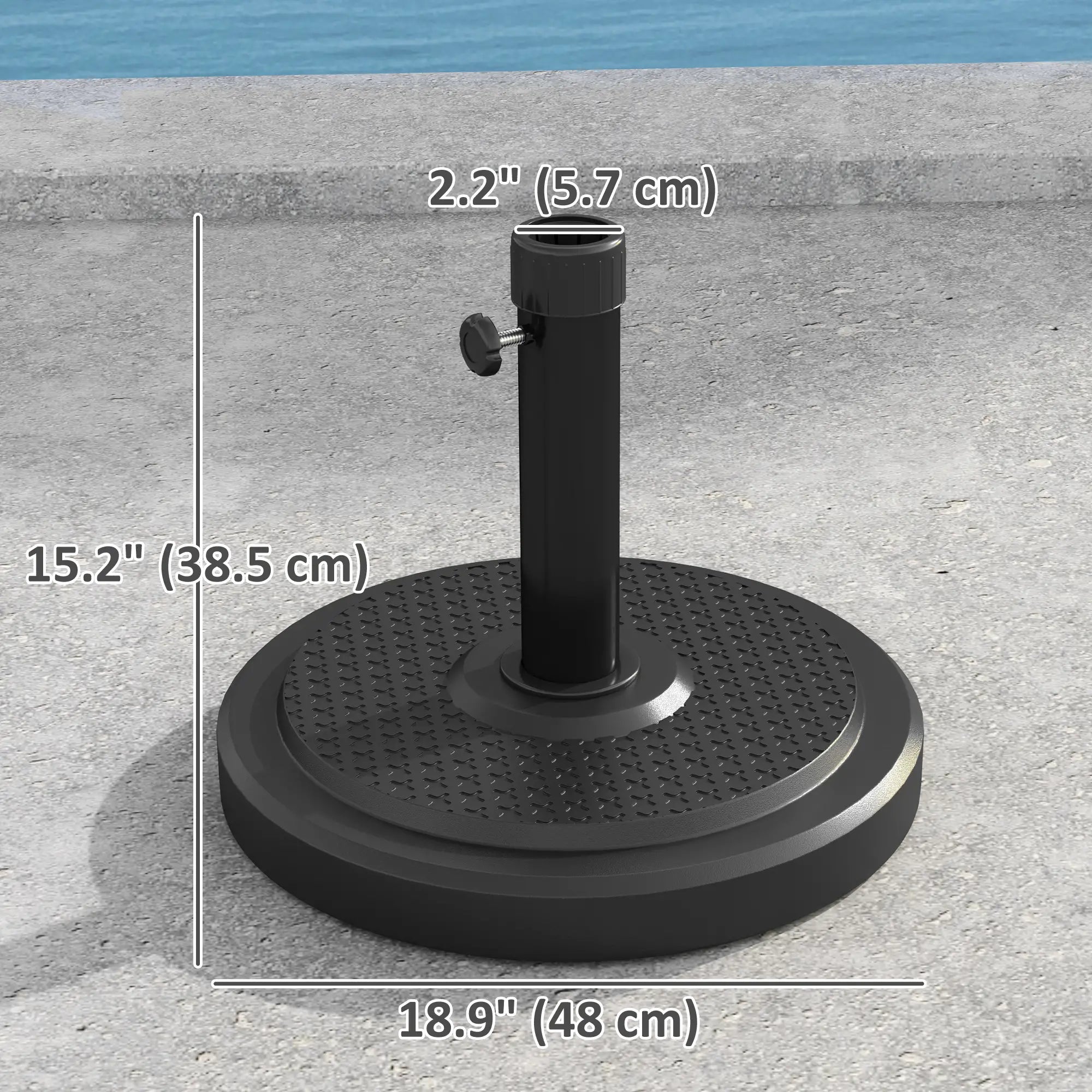 48 Lbs Patio Umbrella Base, Round HDPE, For 1.5