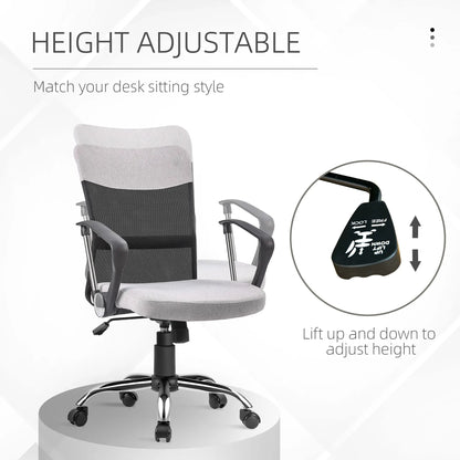 Mid Back Office Chair, Linen Mesh Desk Chair, Adjustable Height, Grey Executive & Manager Chairs at Gallery Canada