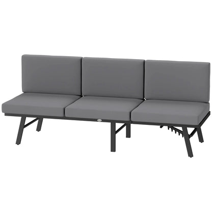 3-in-1 3-Seater Outdoor Sofa, Lounge Chair, Patio Loveseat with Table, Grey Patio Chairs Charcoal Grey, Grey at Gallery Canada