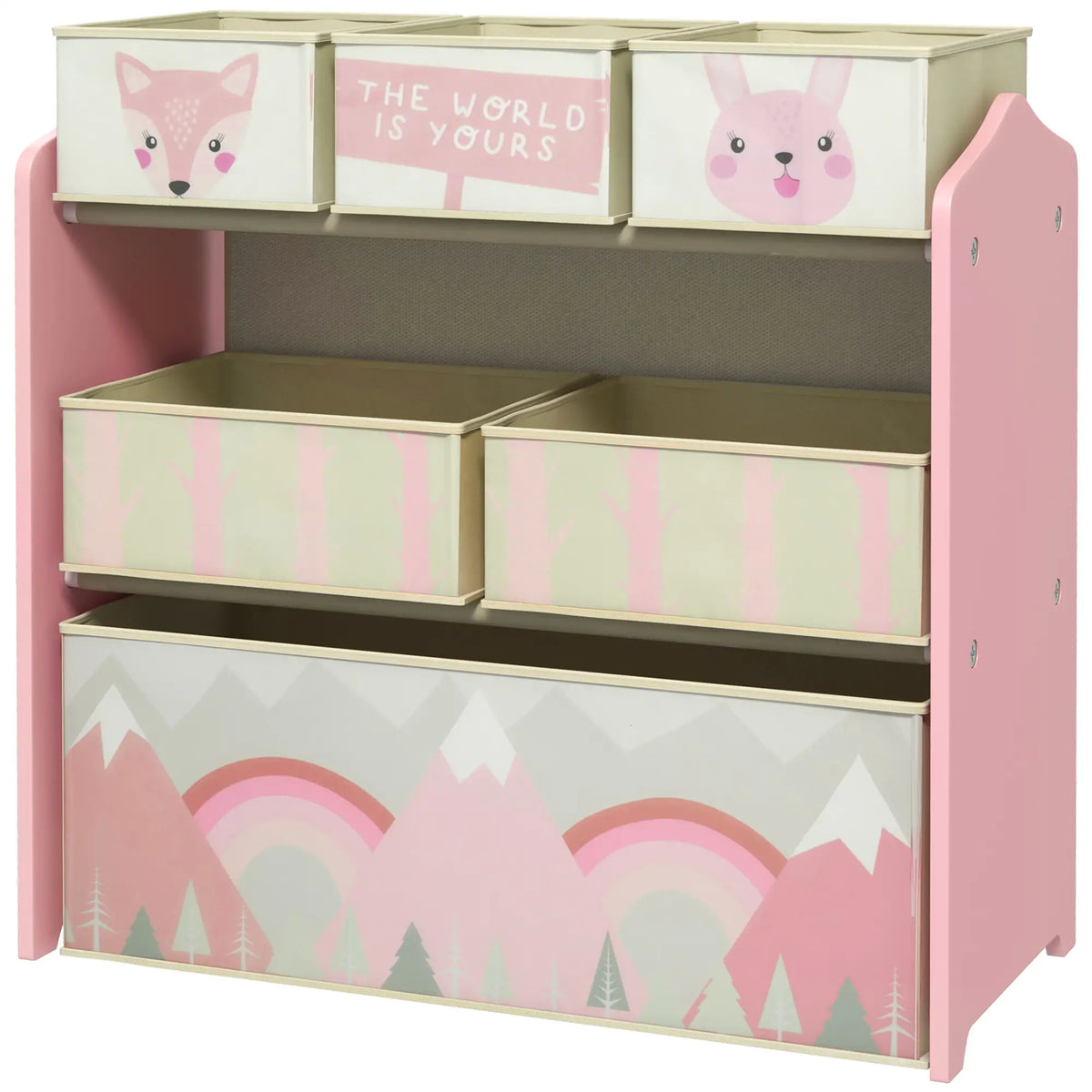 Toy Organizer with 6 Storage Bins, 25" X 12" X 26", Pink Baby & Kids Storage Pink Print at Gallery Canada