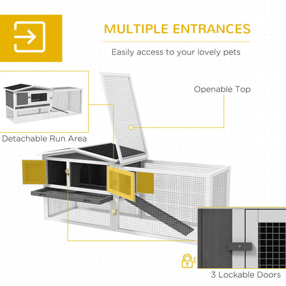 Wooden Rabbit Hutch, Guinea Pig House, Removable Tray, Openable Roof, Grey Rabbit Hutch at Gallery Canada