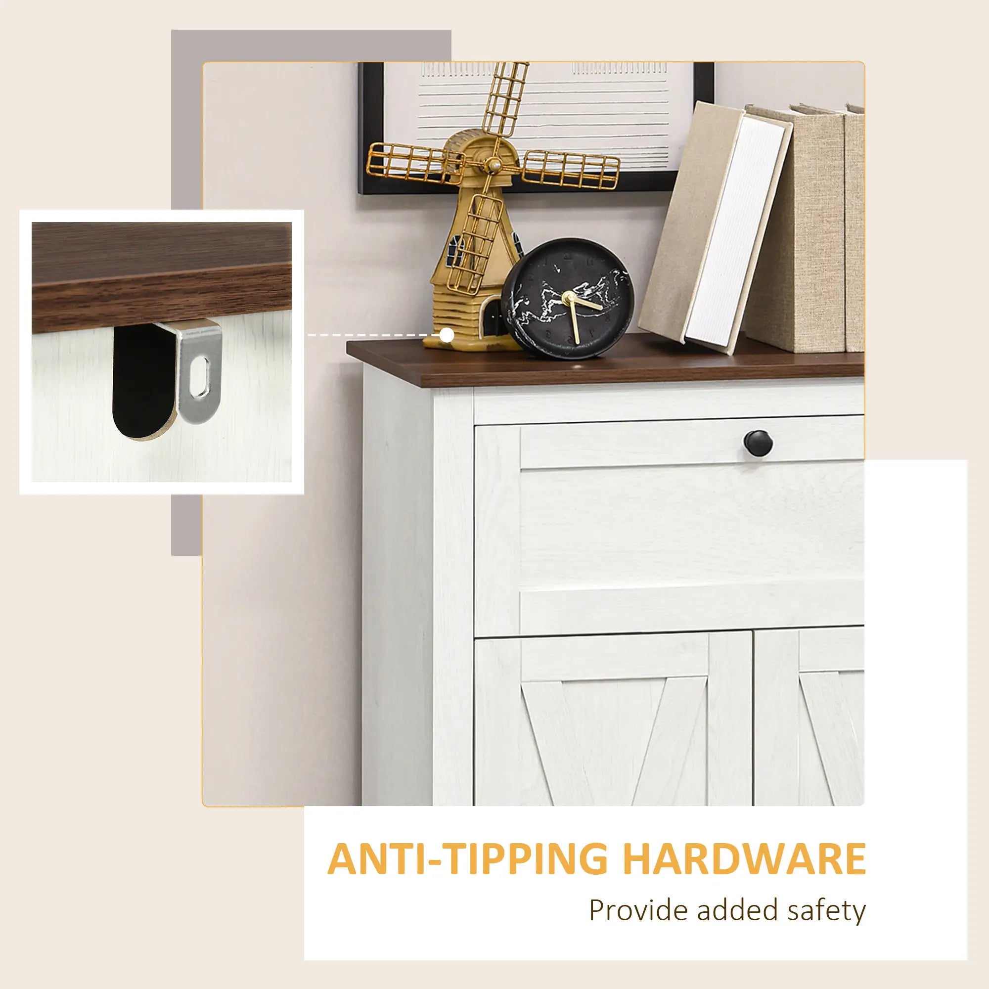 Farmhouse Sideboard Cabinet, Kitchen Living Room Storage, 23.6