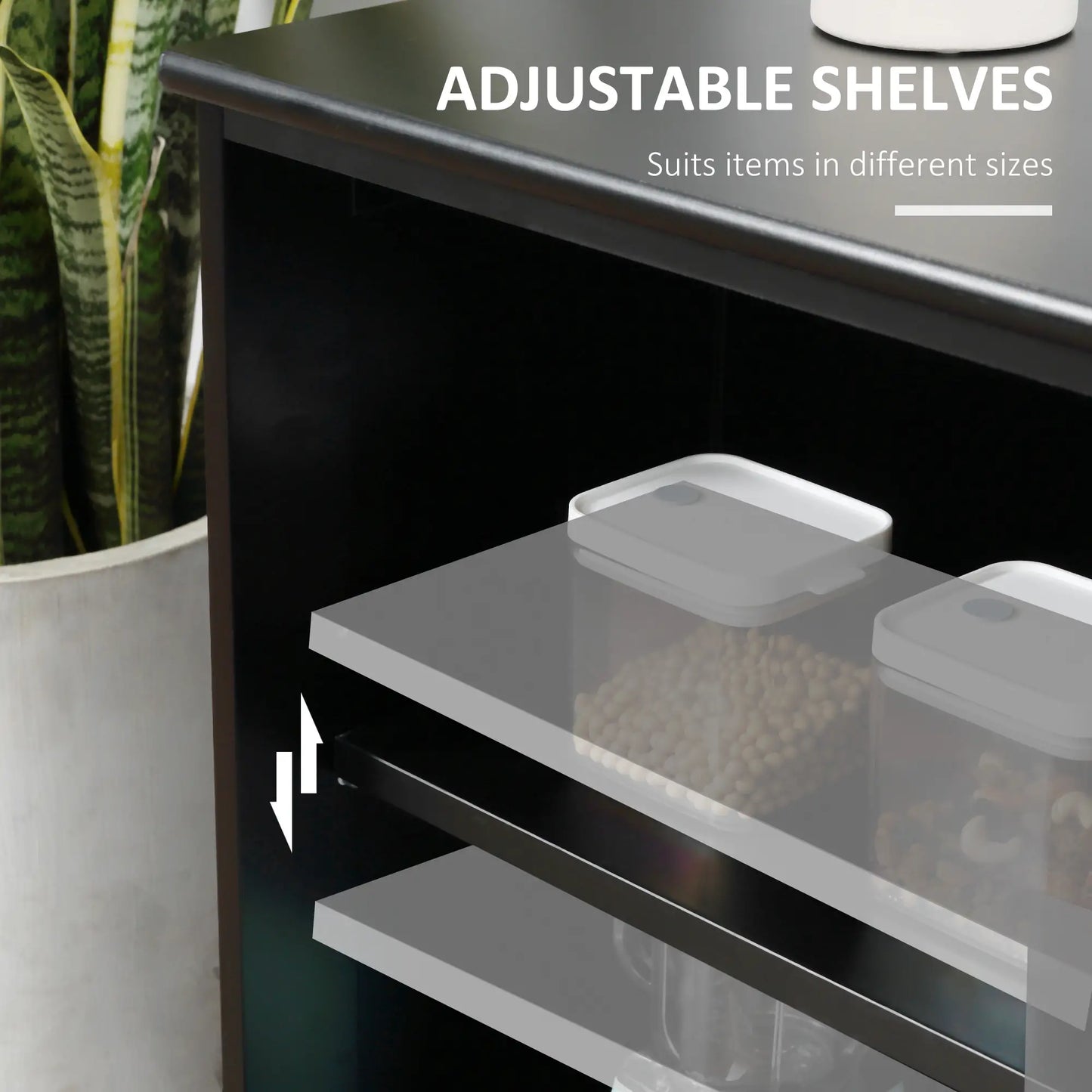 Modern Kitchen Sideboard, Stackable Storage Cabinet, Sliding Glass Door, Black Bar Cabinets at Gallery Canada