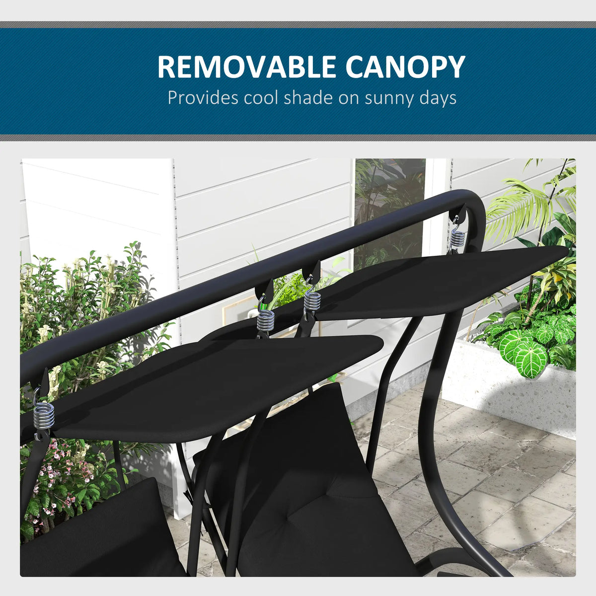 2-Seater Outdoor Porch Swing with Canopy, Black Porch Swings with Canopy at Gallery Canada