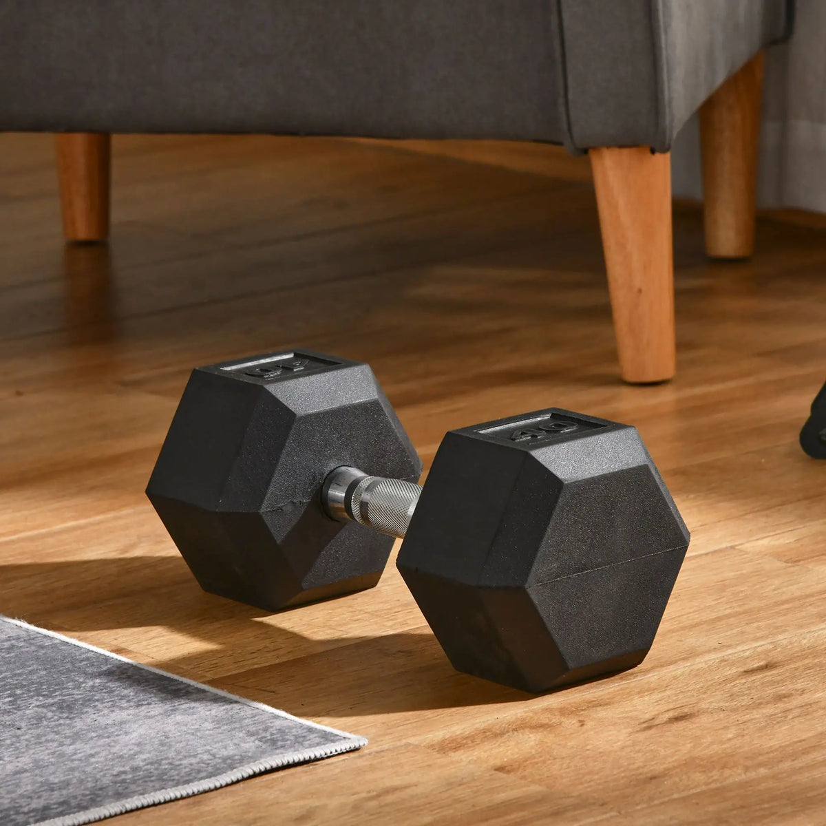 40lbs Rubber Hex Dumbbells, Fitness Training, Black Dumbbells & Barbells at Gallery Canada