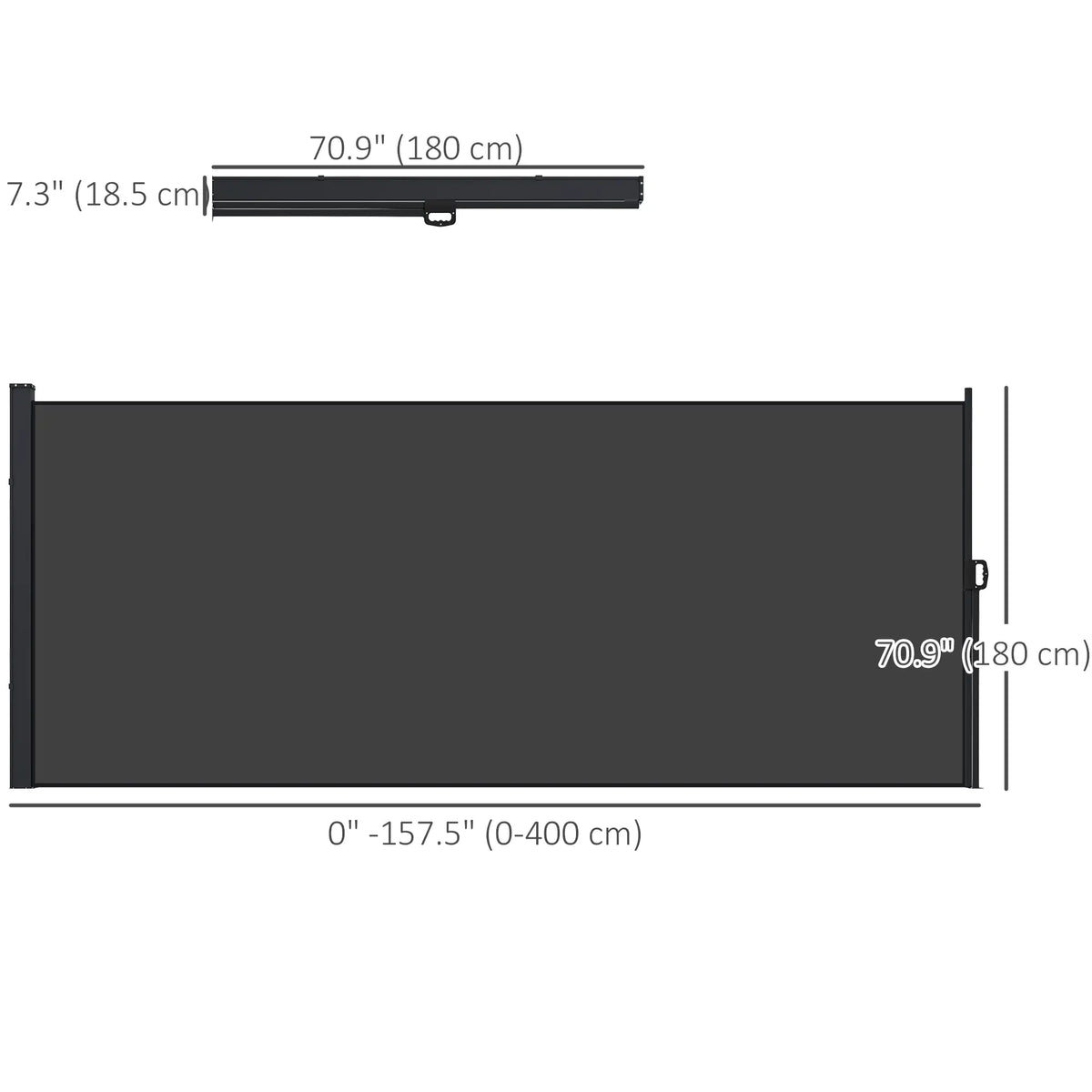 13' x 6' Retractable Side Awning, Outdoor Privacy Screen, Black Retractable Side Awning at Gallery Canada