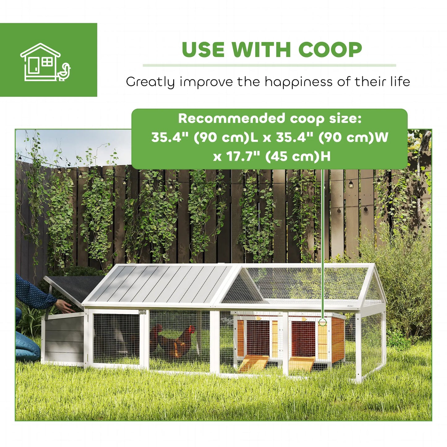 95"L Chicken Coop With Nesting Box, Wooden Roof, Side Door, For 4-8 Chickens Chicken Coops at Gallery Canada