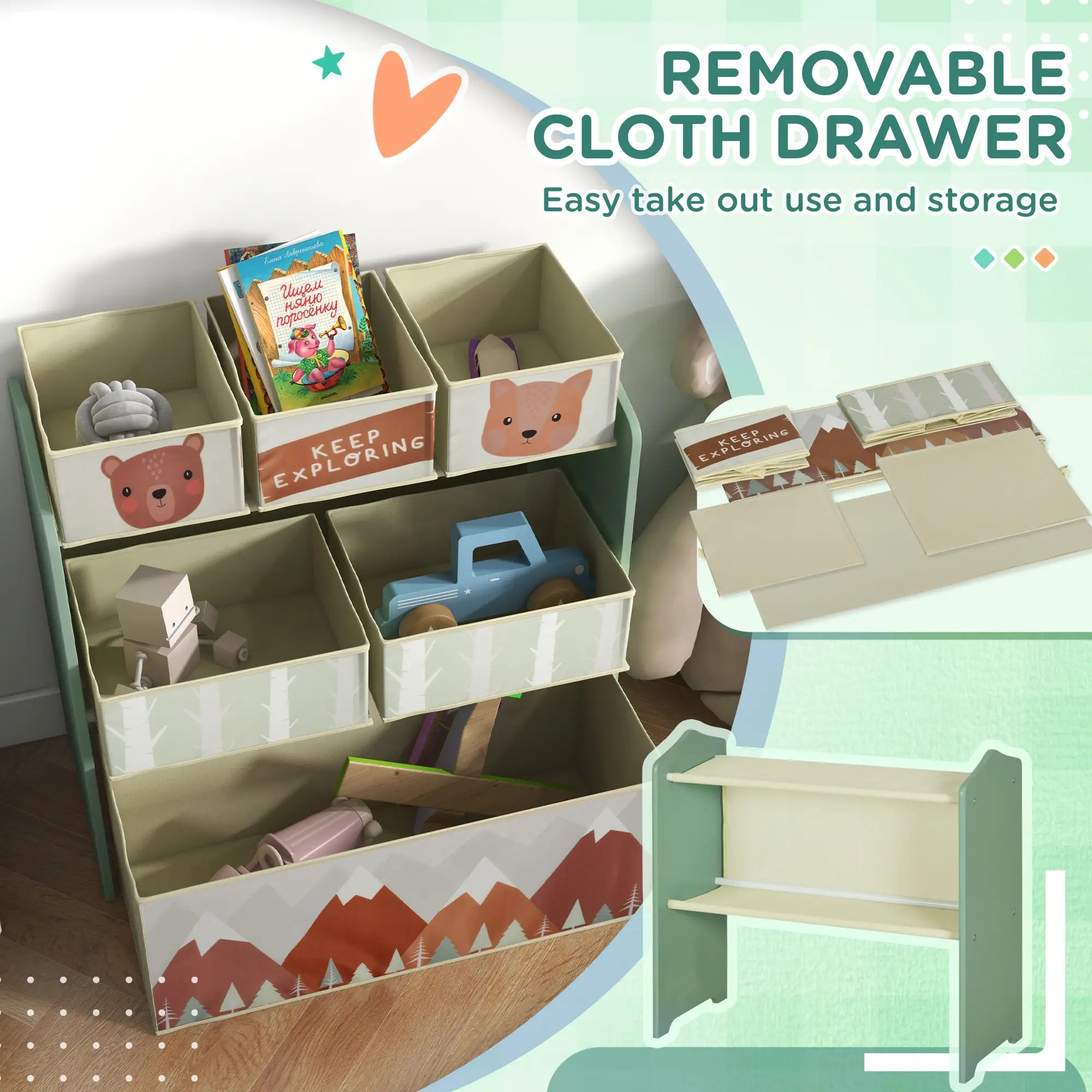 Toy Organizer With 6 Storage Bins, 25