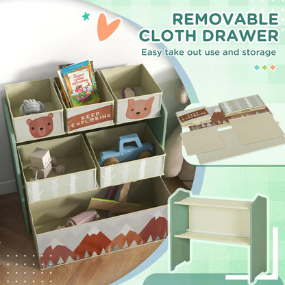 Toy Organizer With 6 Storage Bins, 25" x 12" x 26", Green Baby & Kids Storage at Gallery Canada