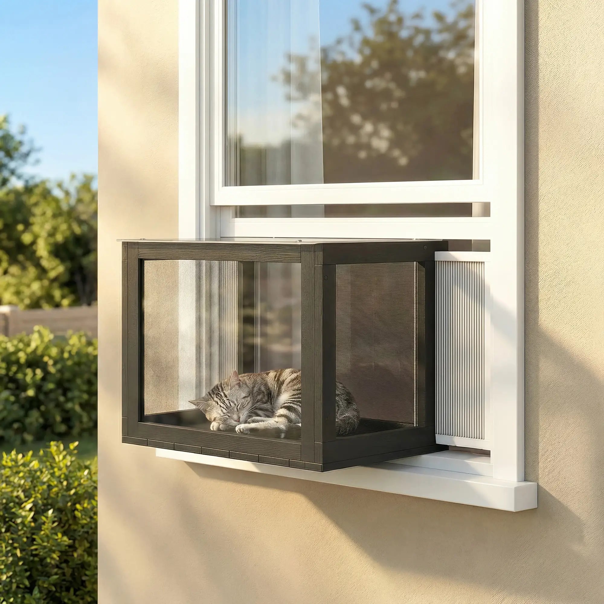 Outdoor Cat Enclosure, Adjustable Cat House, Waterproof Top, 24