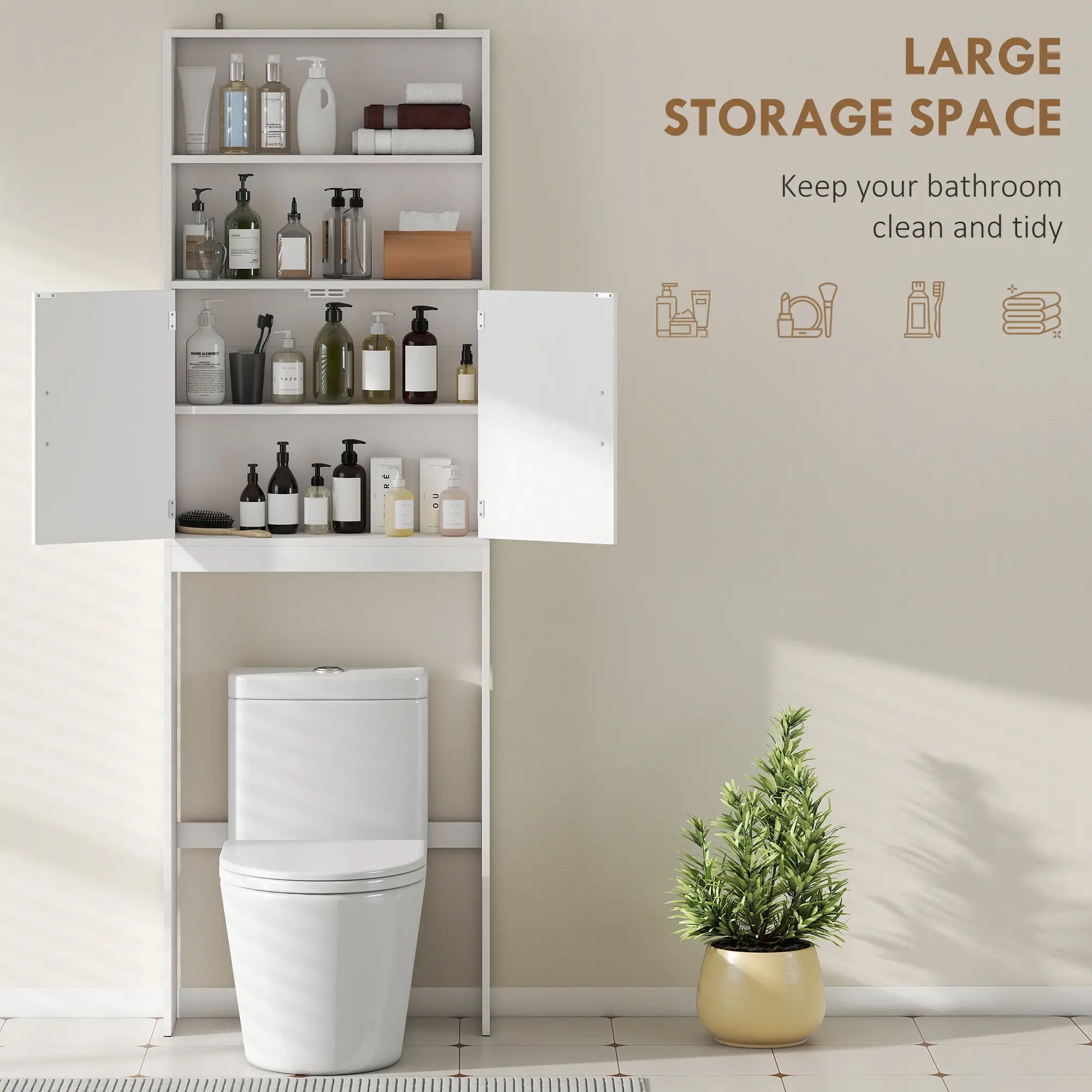 Over The Toilet Storage Cabinet, 4-Tier Bathroom Organizer, White Over The Toilet Storage at Gallery Canada