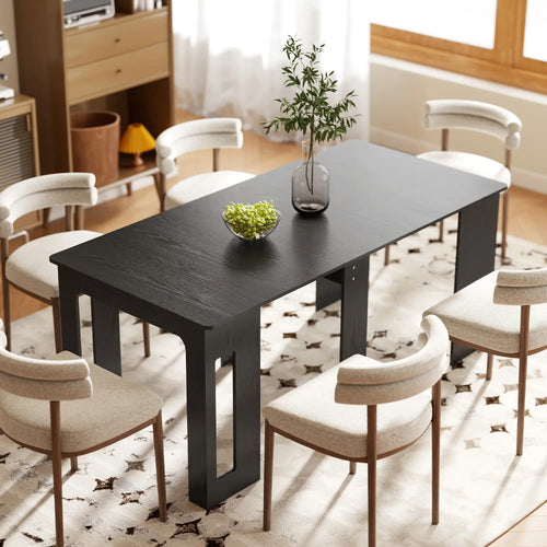 Extendable Dining Table, Expandable Kitchen Table, Seats 6, Distressed, Black