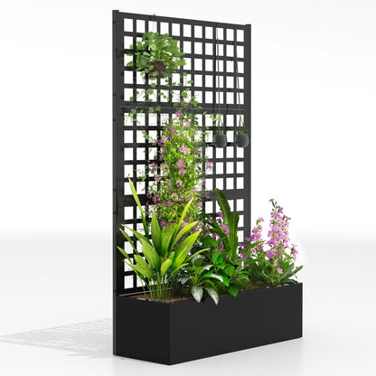 Galvanized Raised Garden Bed with Trellis, 43" x 16" x 70" Raised Garden Beds at Gallery Canada