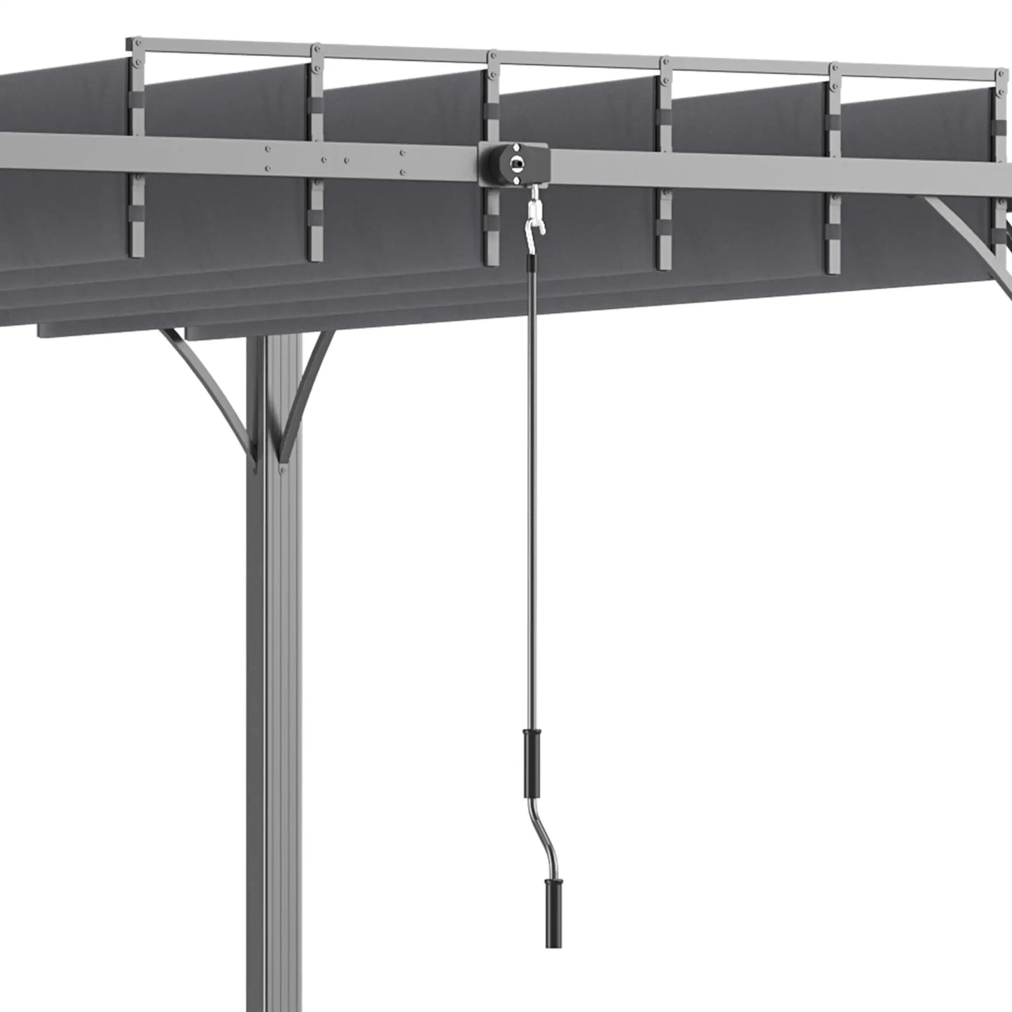 12.8' x 9.7' Outdoor Pergola, Retractable Roof, Aluminium Louvered Canopy, Grey Pergolas at Gallery Canada