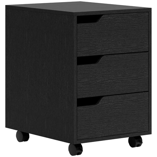 3 Drawer File Cabinet, Vertical with Wheels, Mobile Printer Stand, Black Office Cabinets & Cupboards Black at Gallery Canada