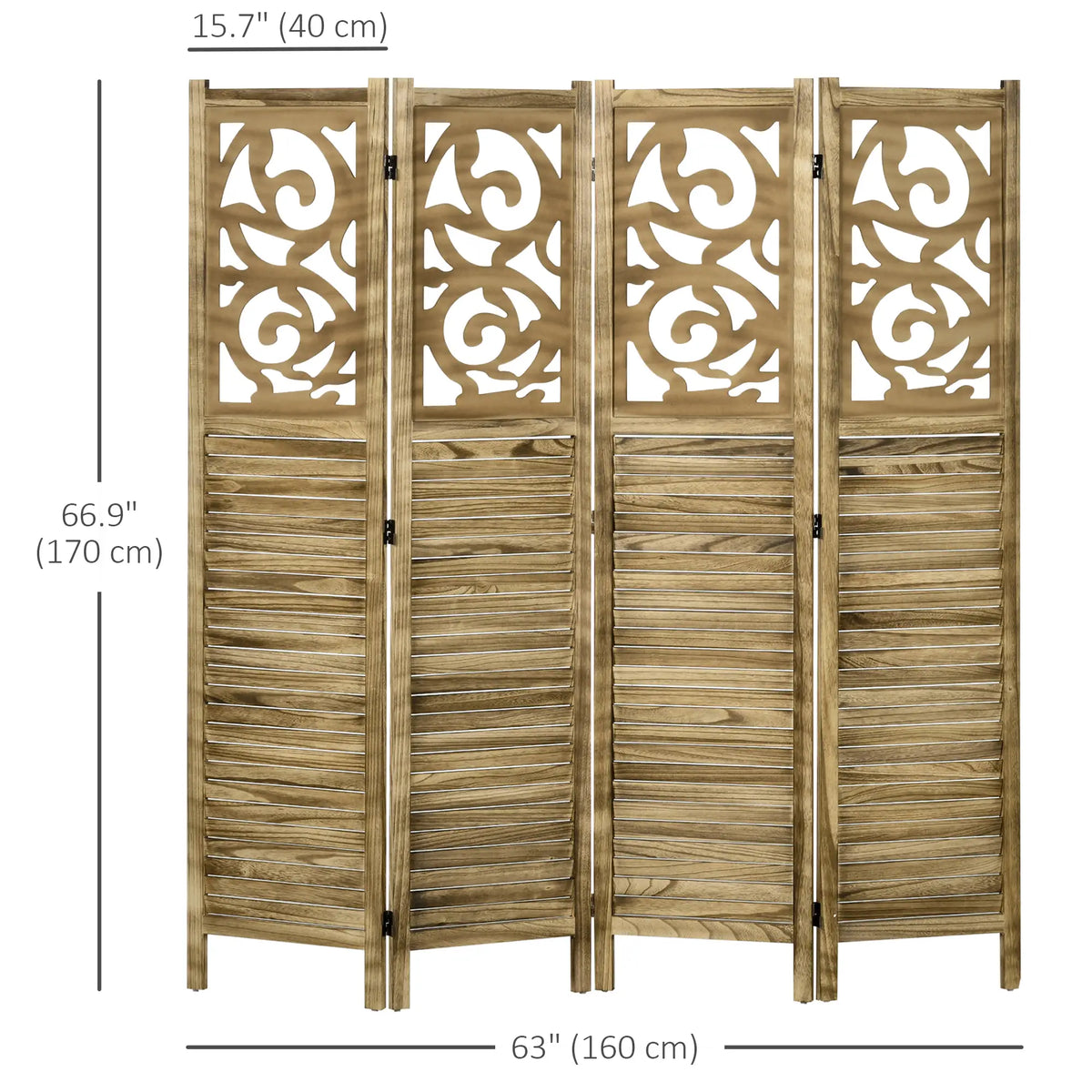 5.6 Ft Room Divider, 4 Panel Folding Privacy Screen, Brown Room Dividers at Gallery Canada