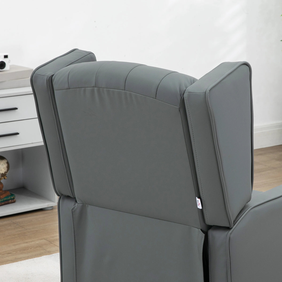 Faux Leather Armchair, Modern Accent Chair, Thick Padding, Grey