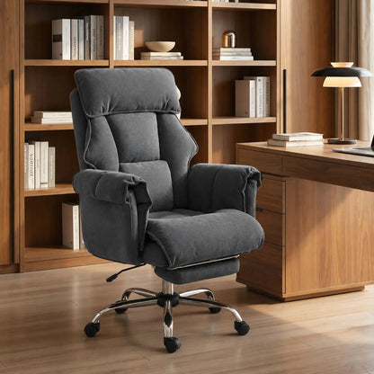 Computer Office Chair with Footrest, Adjustable Backrest, Dark Grey Executive & Manager Chairs at Gallery Canada