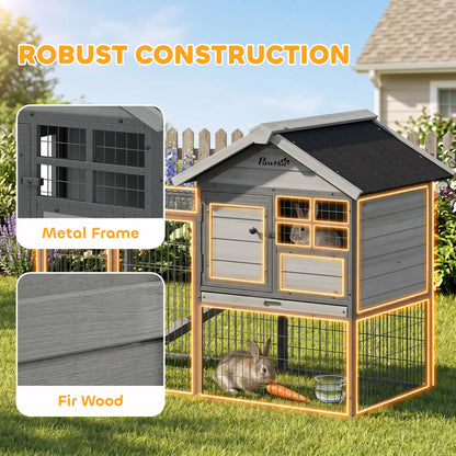 48"L Large Wooden Rabbit Hutch Outdoor, Grey Rabbit Hutch at Gallery Canada