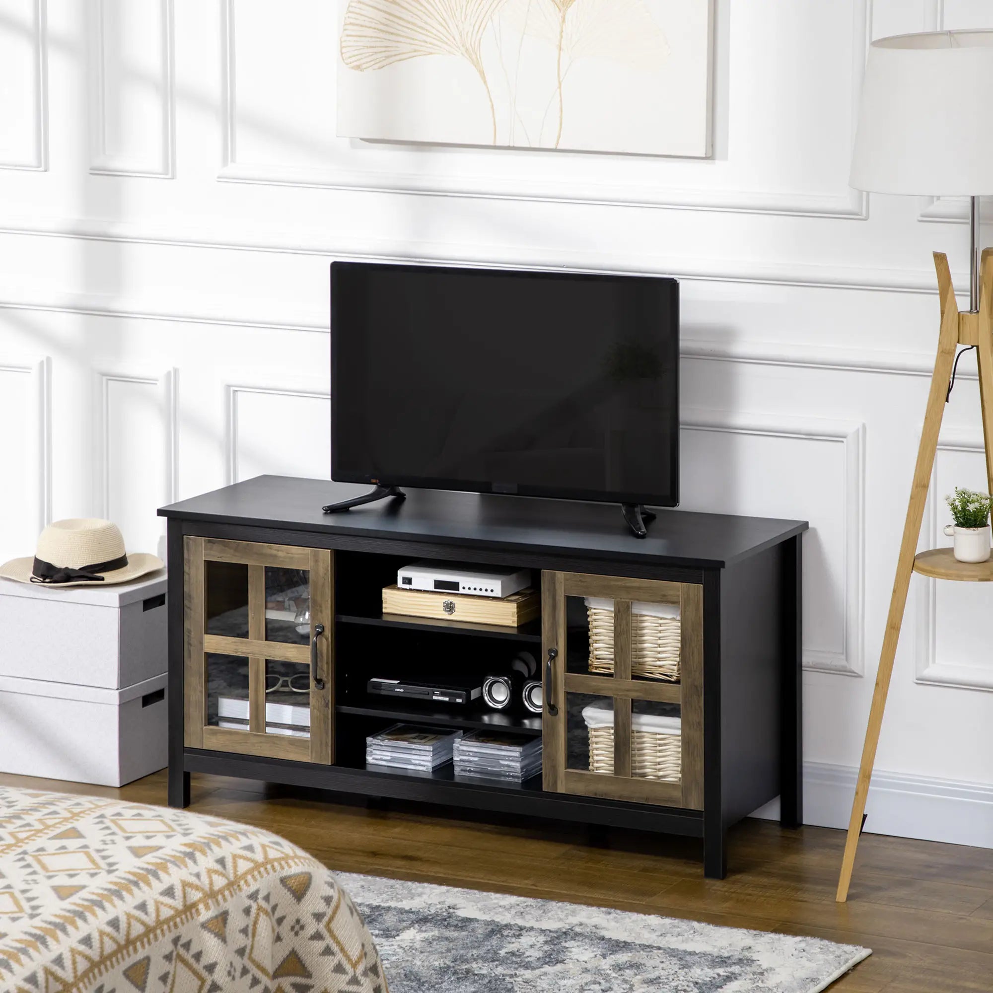TV Stand for 55 Inch TVs, Adjustable Shelves, Cable Holes, Black TV Stands at Gallery Canada