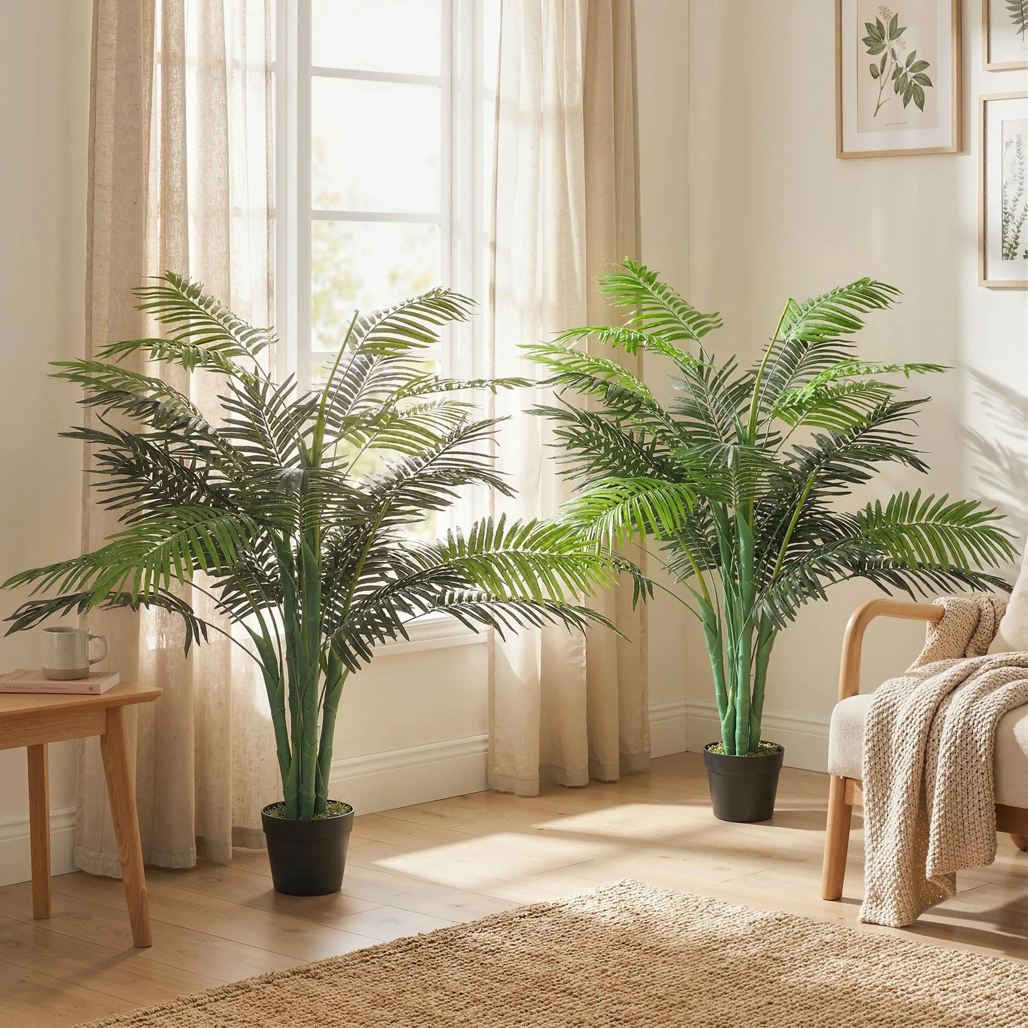 4FT Artificial Palm Tree Set Of 2, Faux Tropical Plant In Pot, Green Artificial Trees at Gallery Canada