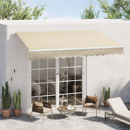 12' x 8' Retractable Patio Awning, Manual Crank Handle, UV Water-Resistant, Cream Patio Awnings at Gallery Canada