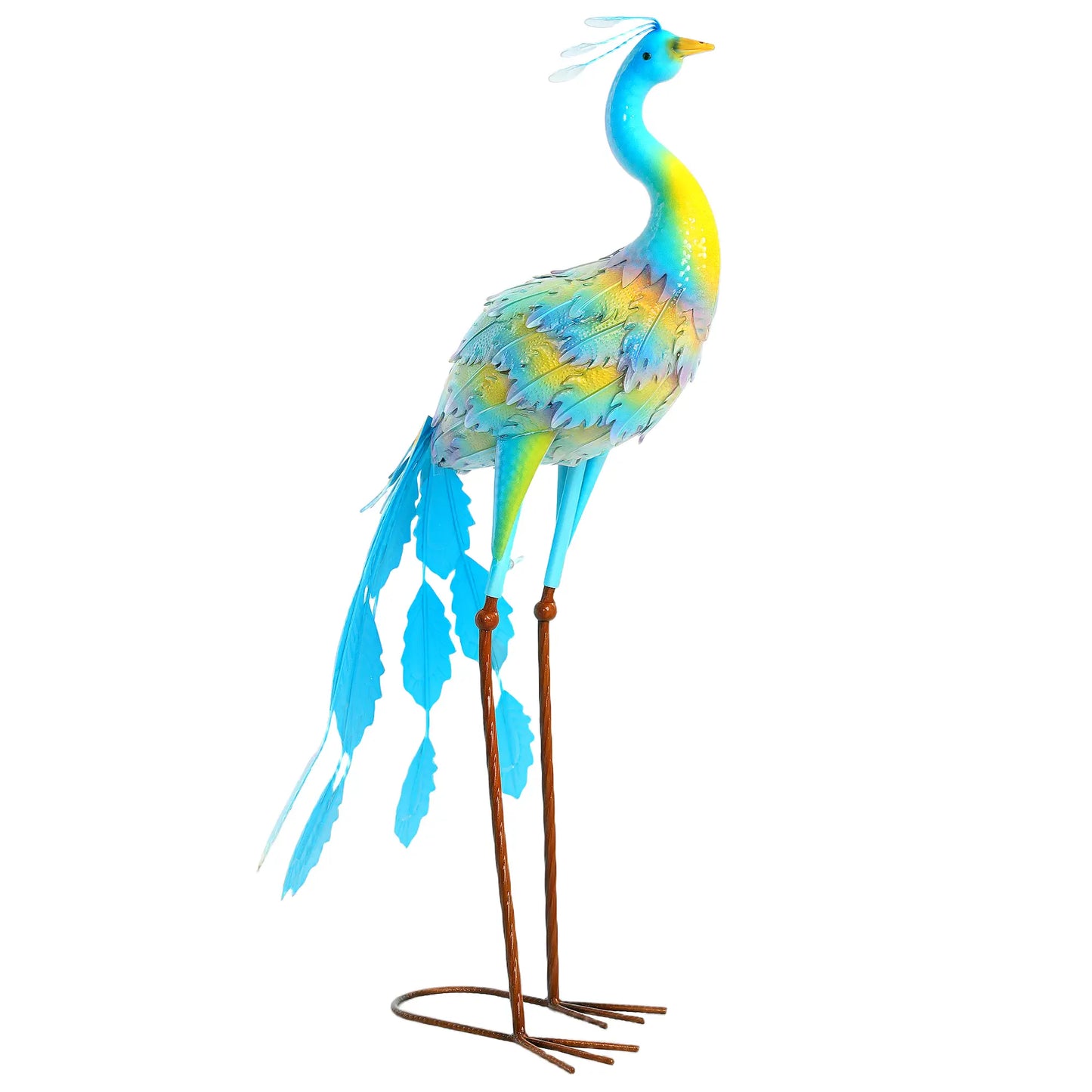Peacock Garden Statue, 32.7" Lawn Ornament, Steel Bird Statue, Mixed Color Garden Decor at Gallery Canada