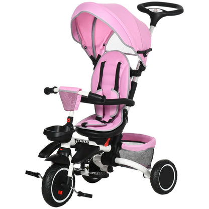 6-in-1 Toddler Tricycle, Foldable, Adjustable Seat, Push Handle, Pink Tricycles for Kids at Gallery Canada