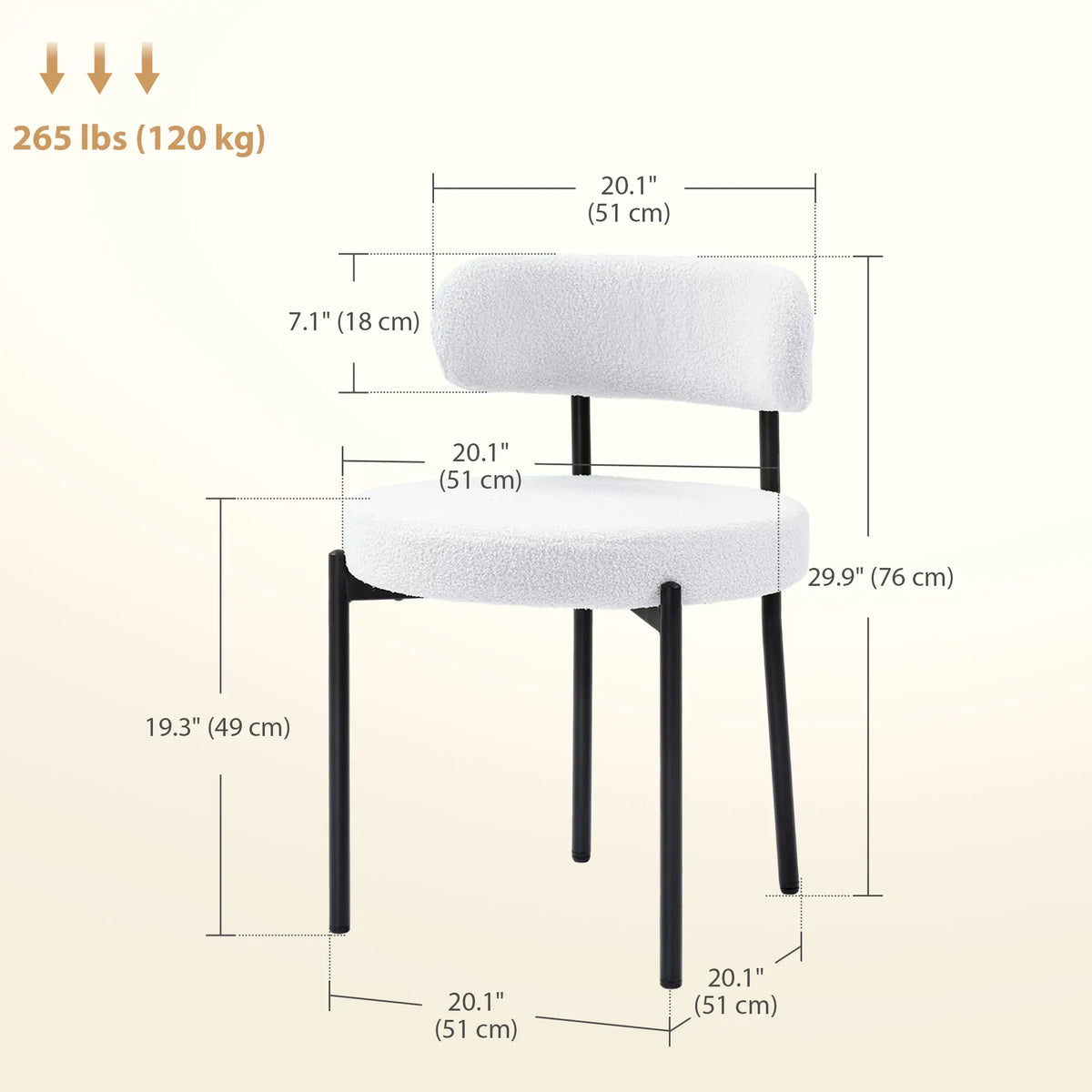 4 Kitchen Chairs, Modern Dining, Berber Fleece Upholstery, Steel Legs, Cream White Dining Chairs at Gallery Canada