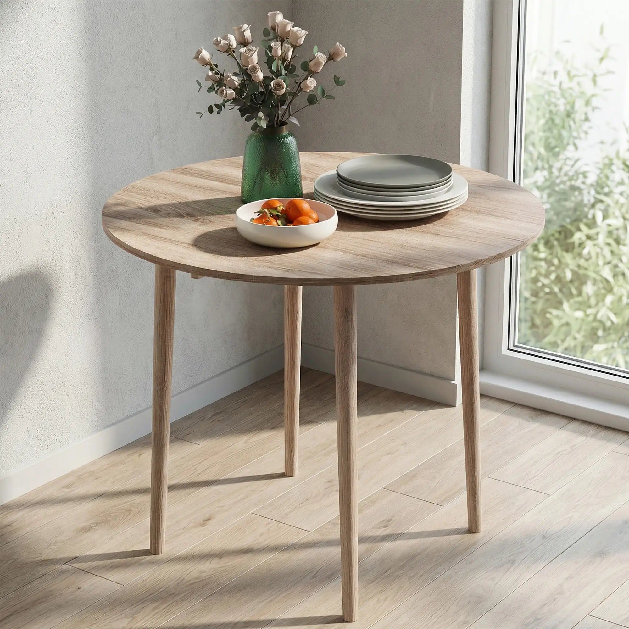 Round Folding Dining Table, Drop Leaf Kitchen Table, Wood Legs, Oak Dining Tables at Gallery Canada