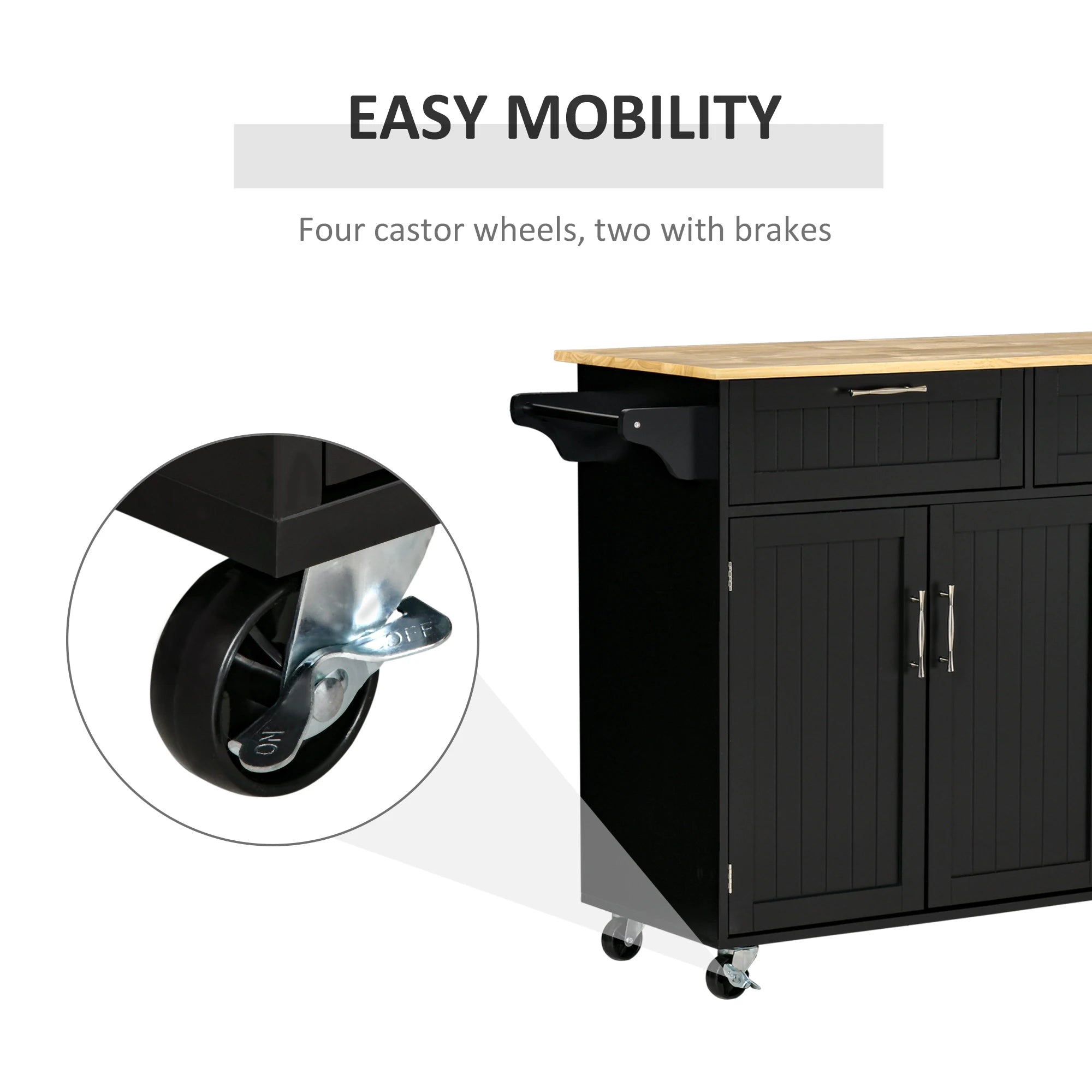 Modern Kitchen Island, Utility Cart with 2 Drawers, Cabinets, Black Kitchen Islands & Kitchen Carts at Gallery Canada